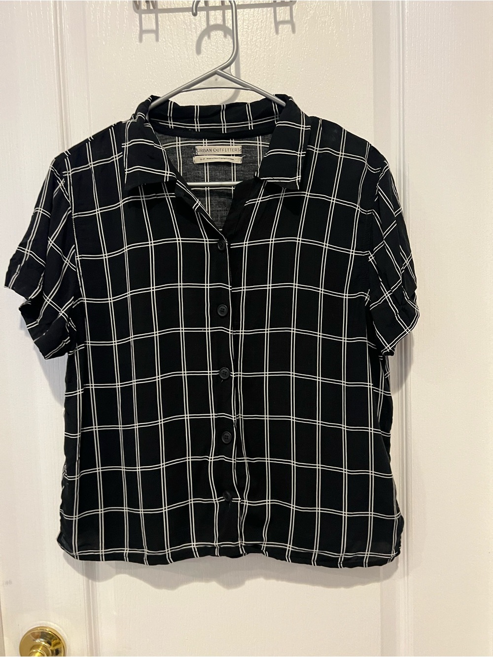 Urban Outfitters Black and White Windowpane Button-Down Shirt